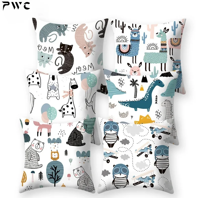 

Dinosaur Alpaca Panda Fox Decorative Cushions Pillowcase Polyester Cushion Cover Throw Pillow Sofa Decoration Pillowcover