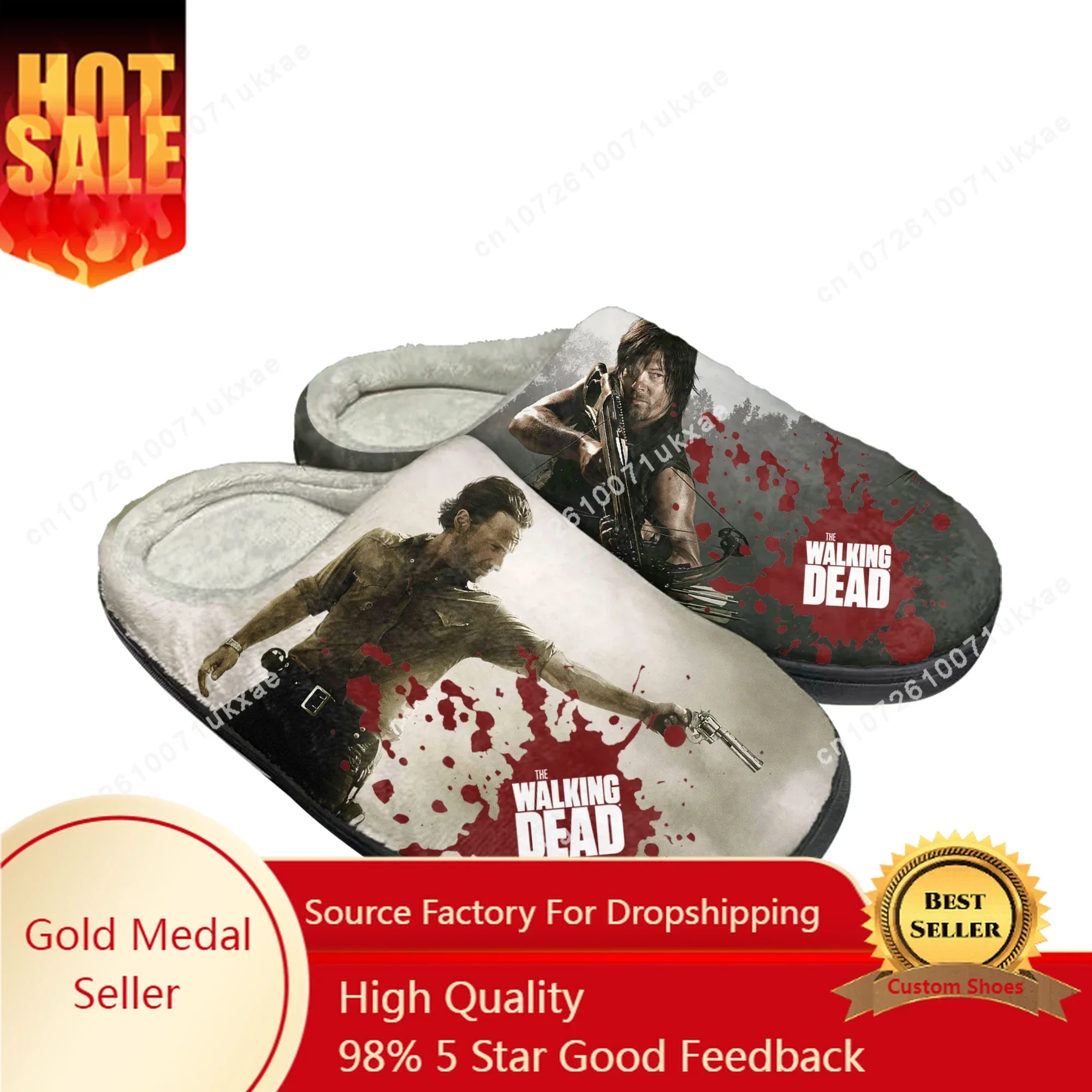 The Walking Dead Horror Home Cotton Slippers Mens Womens Plush Bedroom Casual Keep Warm Shoes Thermal Slipper Customized Shoe