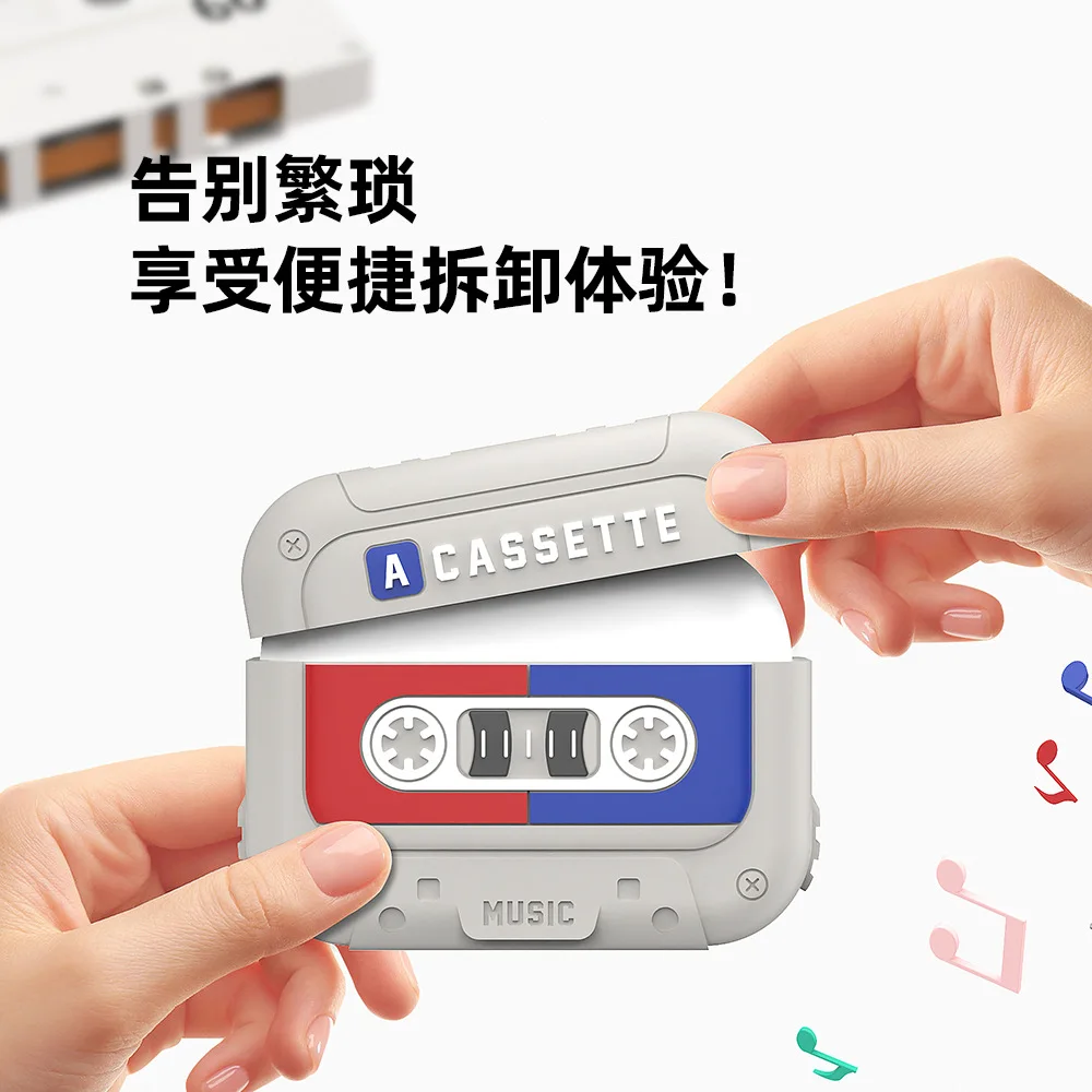For AirPods 4 Case Cover Funny Cassette Tape Design Case for Airpods Pro 2nd Cute Cartoon Silicone Protective Case For AirPods 4