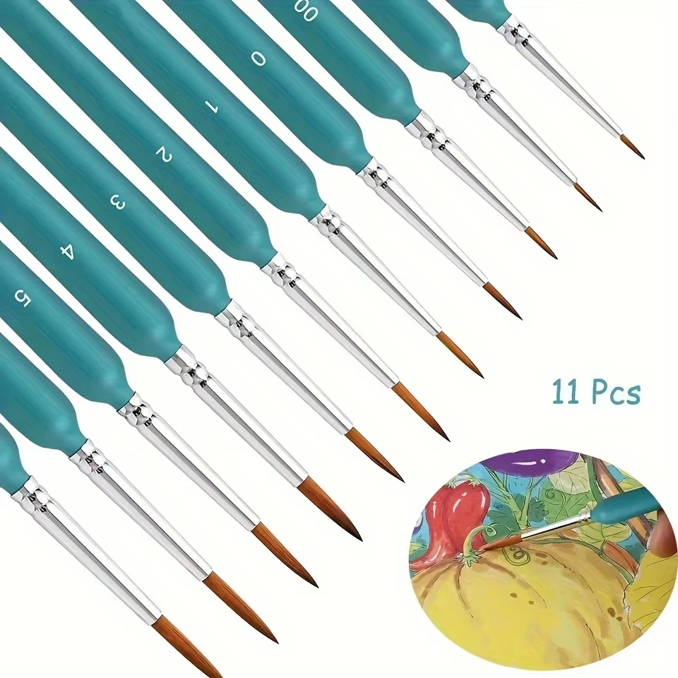 

11pcs/Lot Miniature Paint Brushes Set Fine Detail Paint Brush Fine Mini Artist Brush For Watercolor Painting Acrylic Face Paint