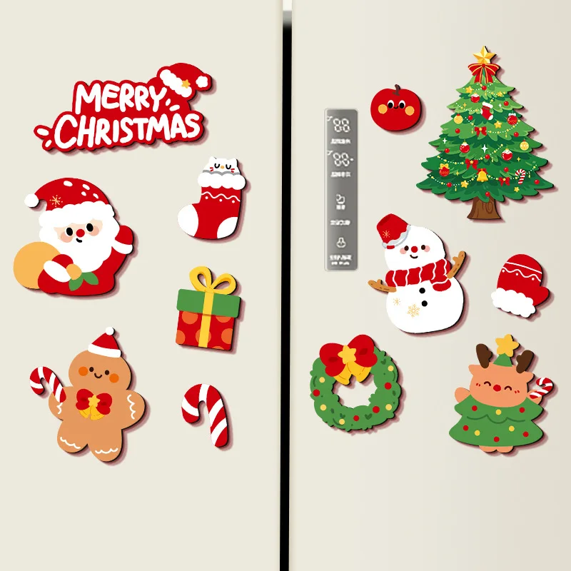 12 Stück/Set Weihnachts-Kühlschrankmagnete Niedlicher Weihnachtsmann Weihnachtsbaum Schneemann Lebkuchenmann Kühlschrankaufkleber Heim-Küchen-Deko Geschenk – Detail 5