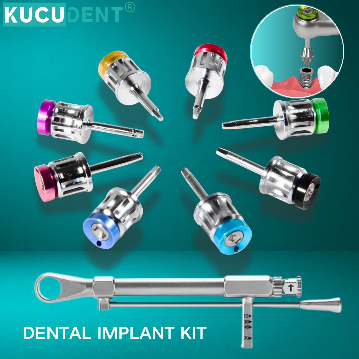 

1 компл., стоматологические отвертки, инструменты, высокое качество, универсальный динамометрический ключ для имплантатов, реставрация протеза, наборы трещоток 10-70 НМ