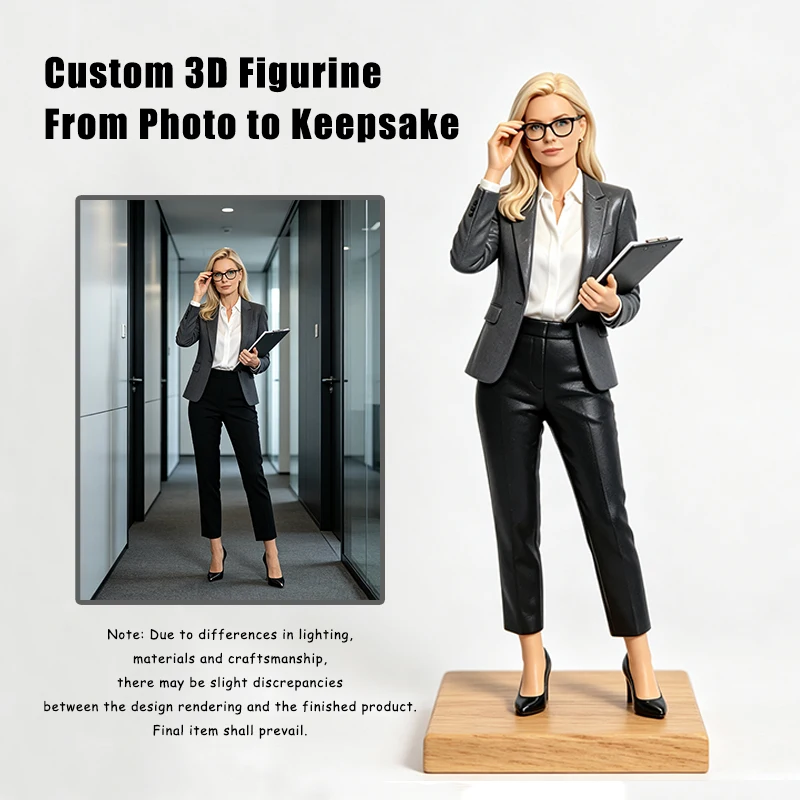 Custom 3D Printed Portrait Figurine from Photo Personalized Human Statue Memorial Keepsake Home Decoration Gift