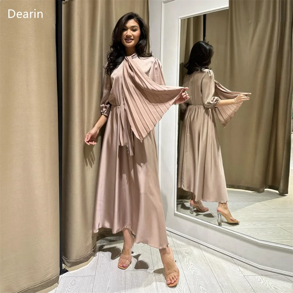 

Saudi Arabia Dearin Scoop Neckline A-line Ankle Length Skirts Draped Knot Bespoke Occasion Dresses Prom Gown Evening Formal Dres