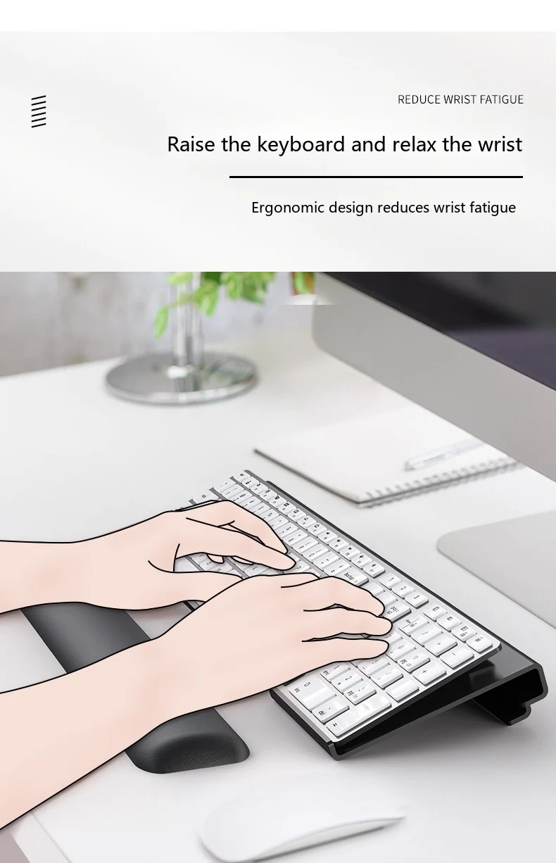 Acryl-Tastaturständer Z-Form Neigbarer Desktop-Ständer mit Handgelenkauflage für Mechanische Tastaturen Transparent Schwarz – Detail 5