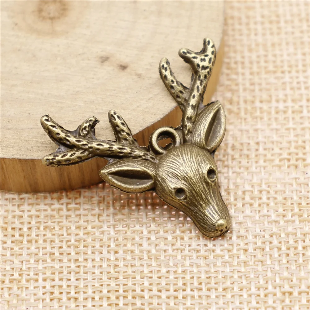 WYSIWYG 5pcs 31x36mm Pendant Reindeer Deer Christmas Charm Pendants For Jewelry Making Antique Silver Color