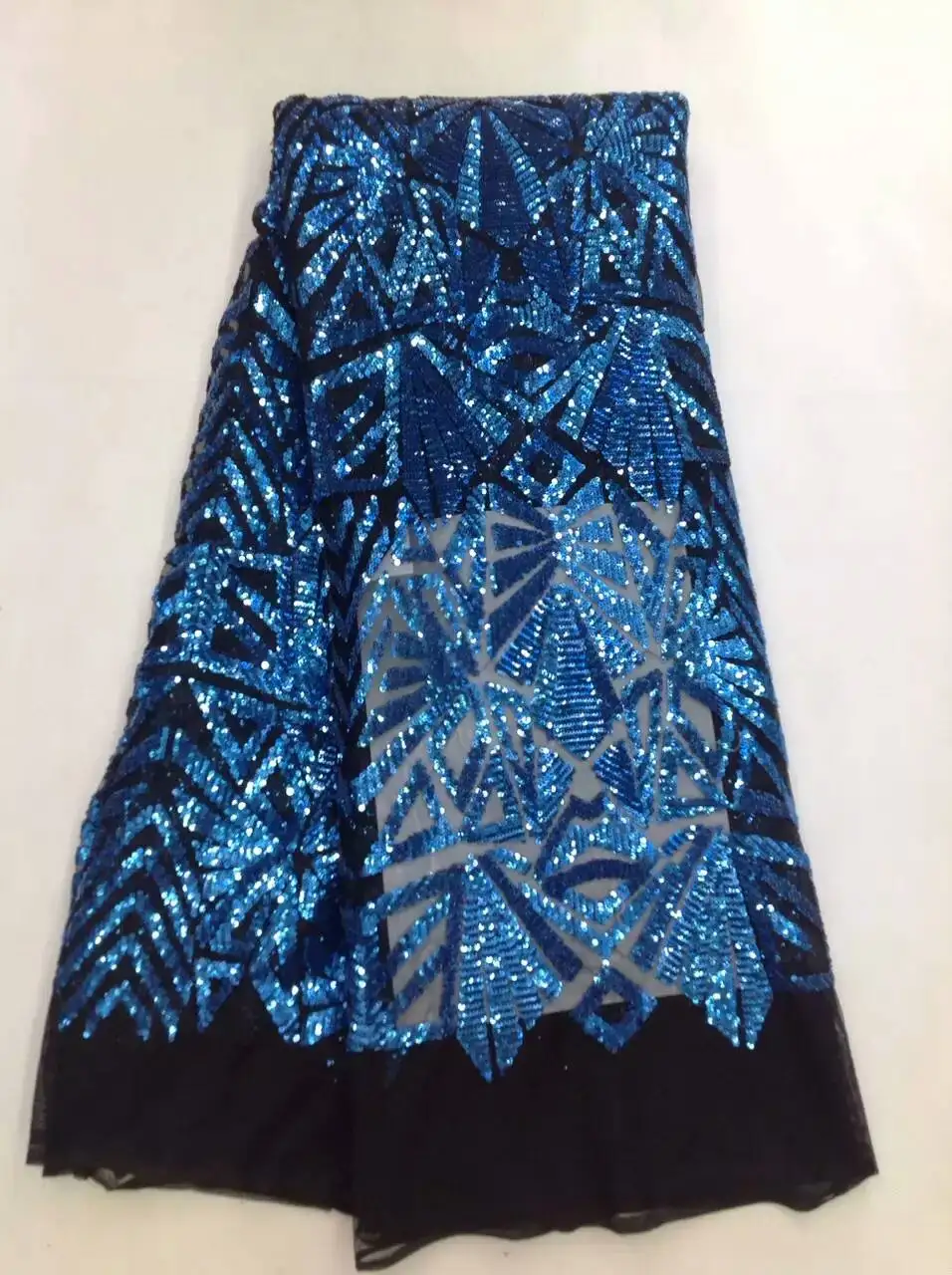 

Blue Color African Swiss Voile Lace High Quality Nigerian Wedding Lace Fabrics/ 5 Yards With Sequins of Dry lace with Sequins