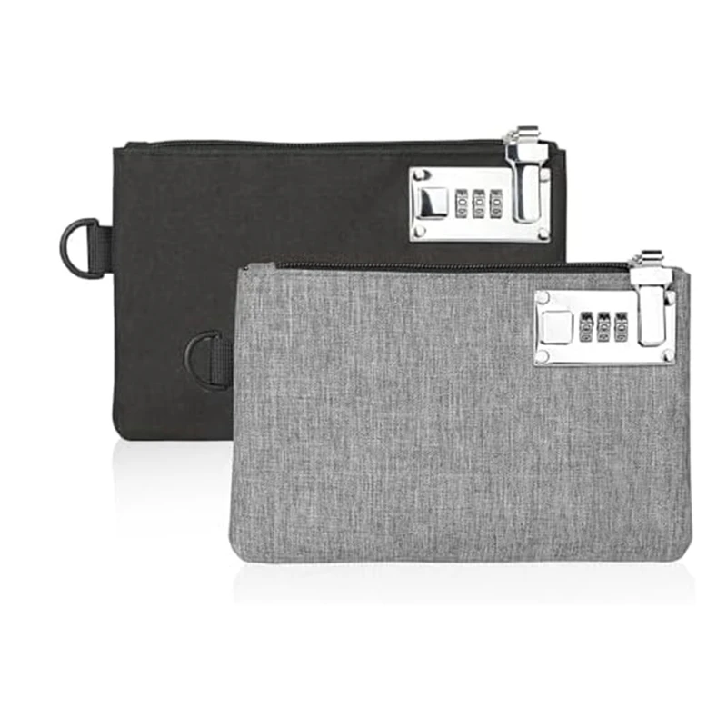 

2Pcs Lockable Kosmccomoney Bags Durable Nylon Lock Bank Bag Kit Coin Bag,Storage Cash Bag Kit For Jewelry,Passport,Credit Cards