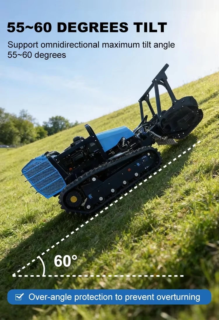 Rust-proof Track Wood Processor Crawler Forest Shredder Robot Remote Steering Orchard Inter-row Vegetation Waste Grinder