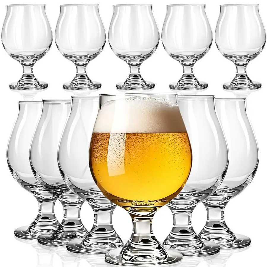

12 Pcs 16 oz Classic Craft Goblet Beer Glasses Belgian Style Tulip Beer Glasses Cup Drinking Set for Bachelor Party, Hosting Par