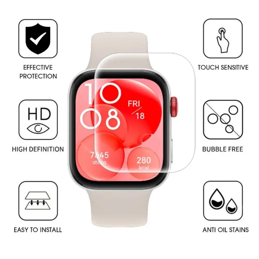 2Pcs TPU Protective Films Clear Anti-Scratch Screen Protector Accessories Full Coverage for Huawei Watch Fit 3