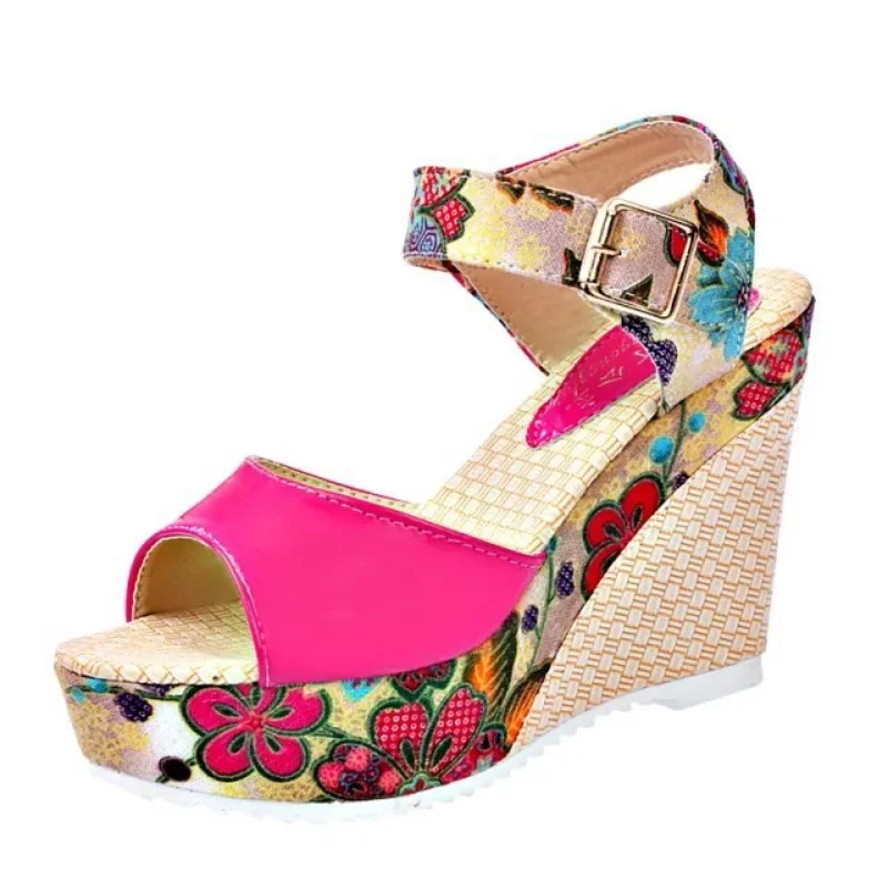 Maogu Summer Platform Wedges Heel Casual Shoes Woman Floral Super High Heels Sandalias Zapatos Mujer 2023 Women Open Toe Sandals