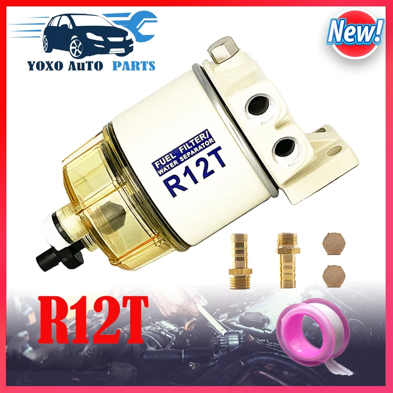 Filtro de combustible R12T, Kit completo de separador de agua, filtro marino giratorio R12T, reemplaza S3240, 120AT, NPT, ZG1/4-19, compatible con