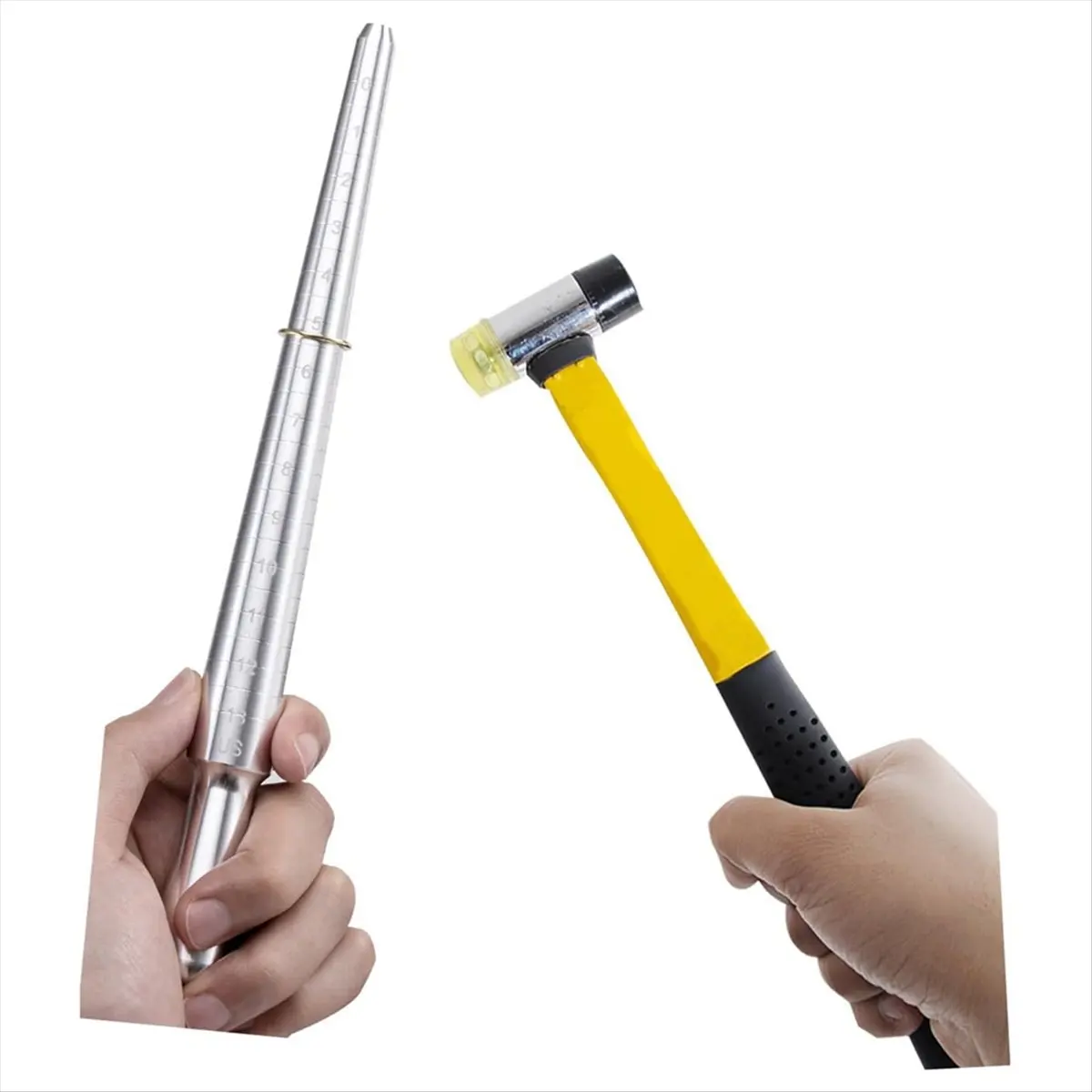 2026 New Ring Sizer, Can Be Hammered Solid Ring Mandrel and Jewelry Rubber Mallet, Ntegrated Conical Solid Ring Mandrel Sizer