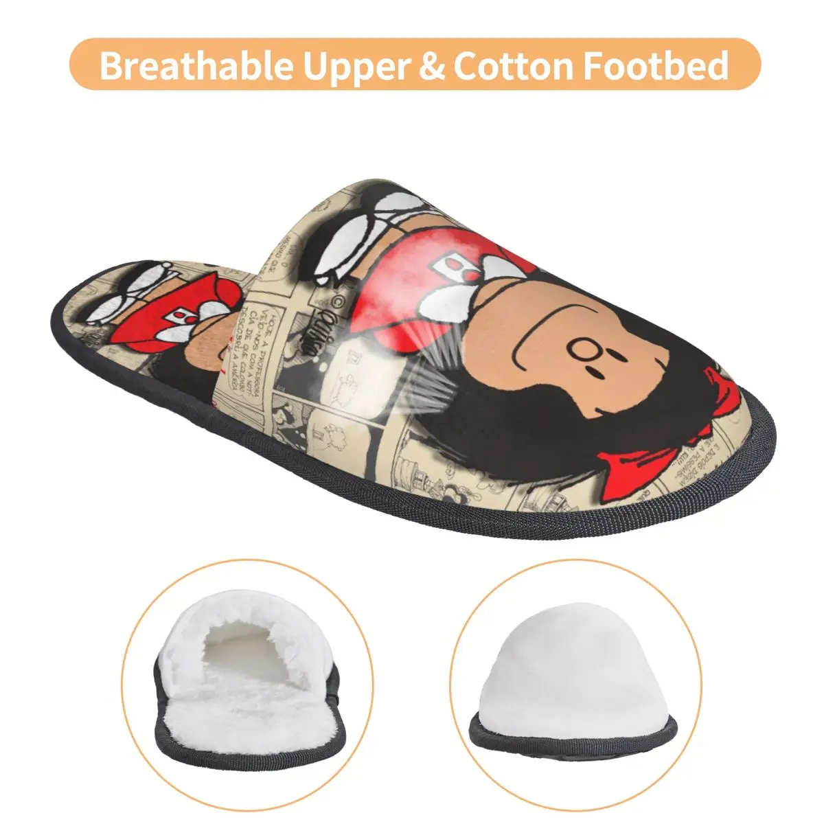 Custom Vintage Mafalda Manga Comfort Scuff Memory Foam Slippers Women Quino Comic Cartoon Bedroom House Shoes