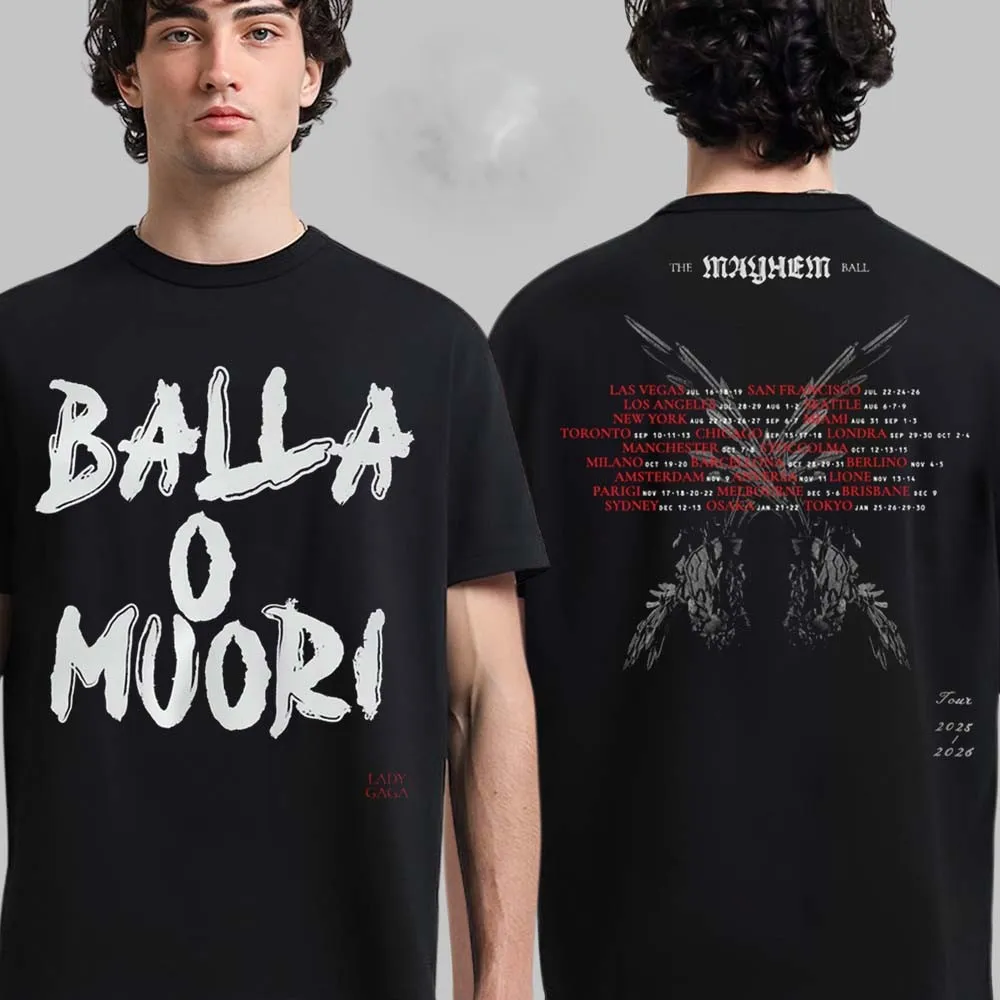 

Y2K Hip hop top pop singer printed short sleeve 2025-2026Mayhem Ball tour Balla O Muori Dance Or Die T-shirt fan gift unisex