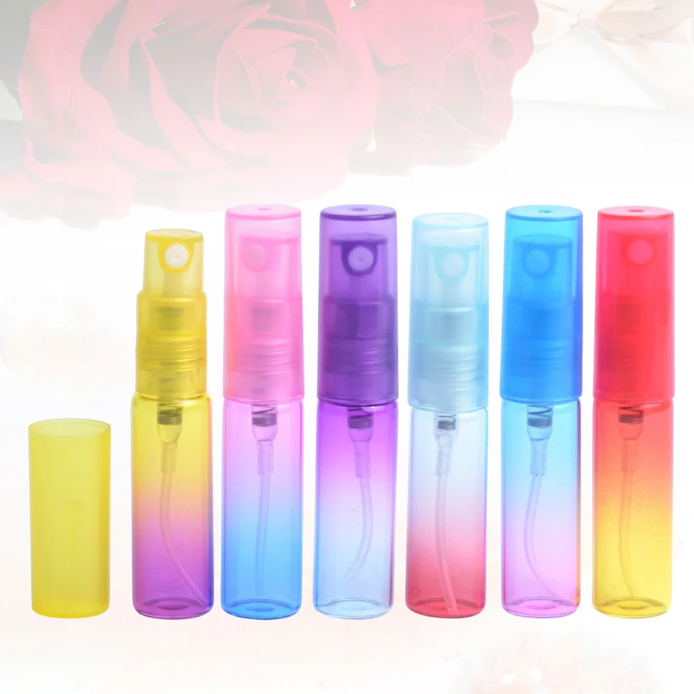 

6Pcs 5Ml Spray Bottle Set Premium Glass Travel Bottles for Cosmetics Perfume Cream Dispenser Portable Refillable Gradient