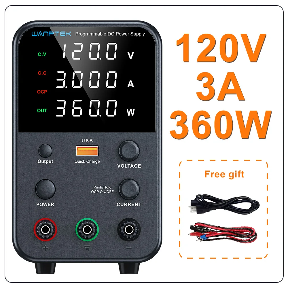 Wanptek DC-Labor-Netzteil, 30 V, 60 V, 120 V, einstellbarer Spannungsregler, voreingestellter Spannungsstrom, Doppeleingangsspannung, 220 V/110 V