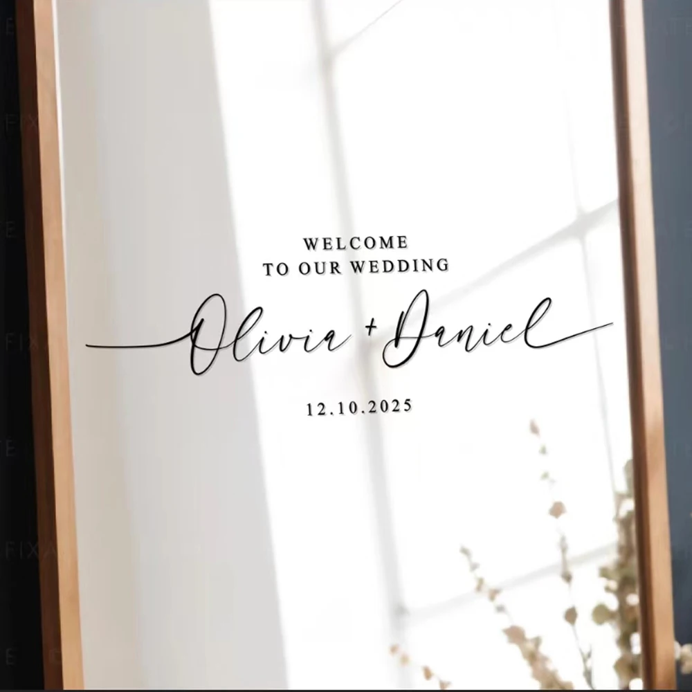 

2 Pcs Wedding Decal Welcome Wedding Sign Stickers for Mirror Wedding Reception Vinyl Letters Stickers