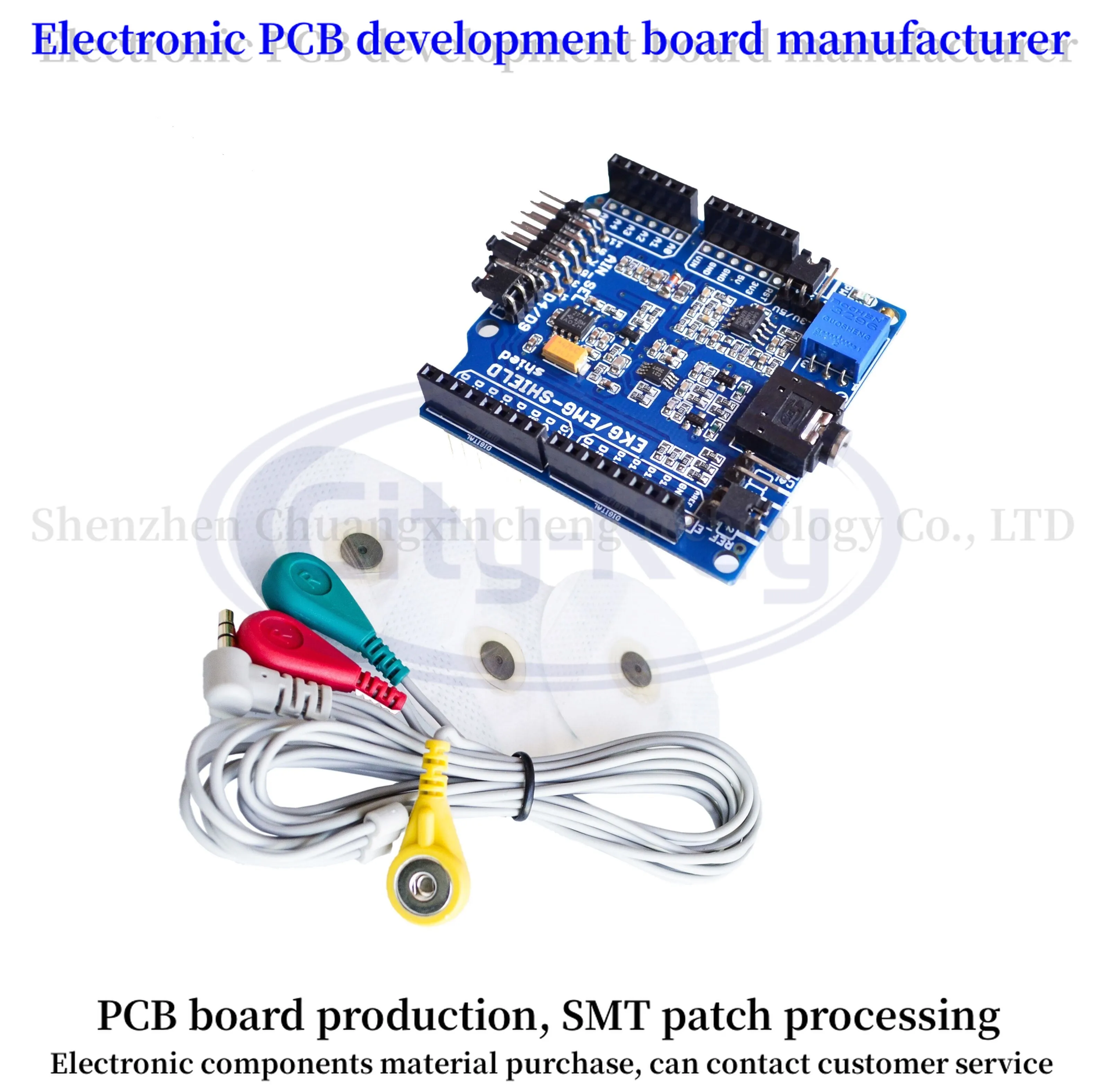 

ECG/EKG/EMG Shield for Arduino with Cables and Electrodes