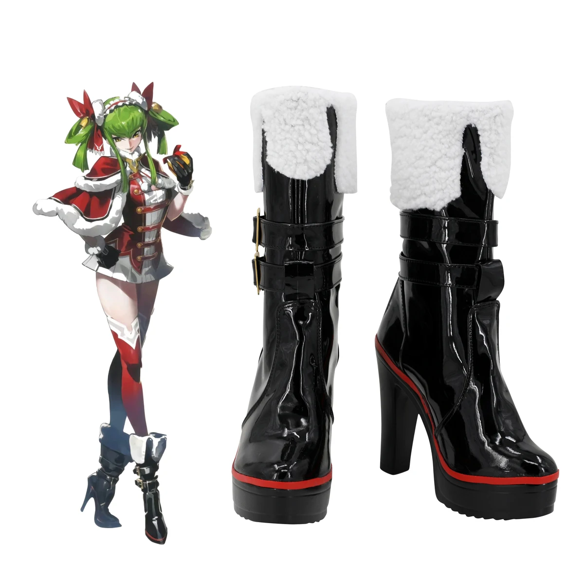 Code Geass CC Cosplay Shoes High Heel Black Boots Custom Made for Unisex