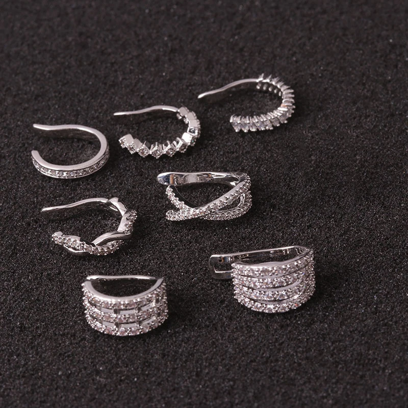 Fashion 1pc Ear Clips without Piercing Cz Ear Cuff Conch Earrings for Women Girls Cartilage Helix Conch Fake Piercing Jewelry