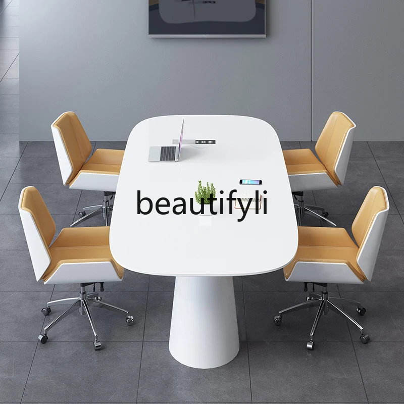 

Conference Table for 6 People Simple Modern Discussion Table Office Reception Training Lacquered Conference Table and Chair Set