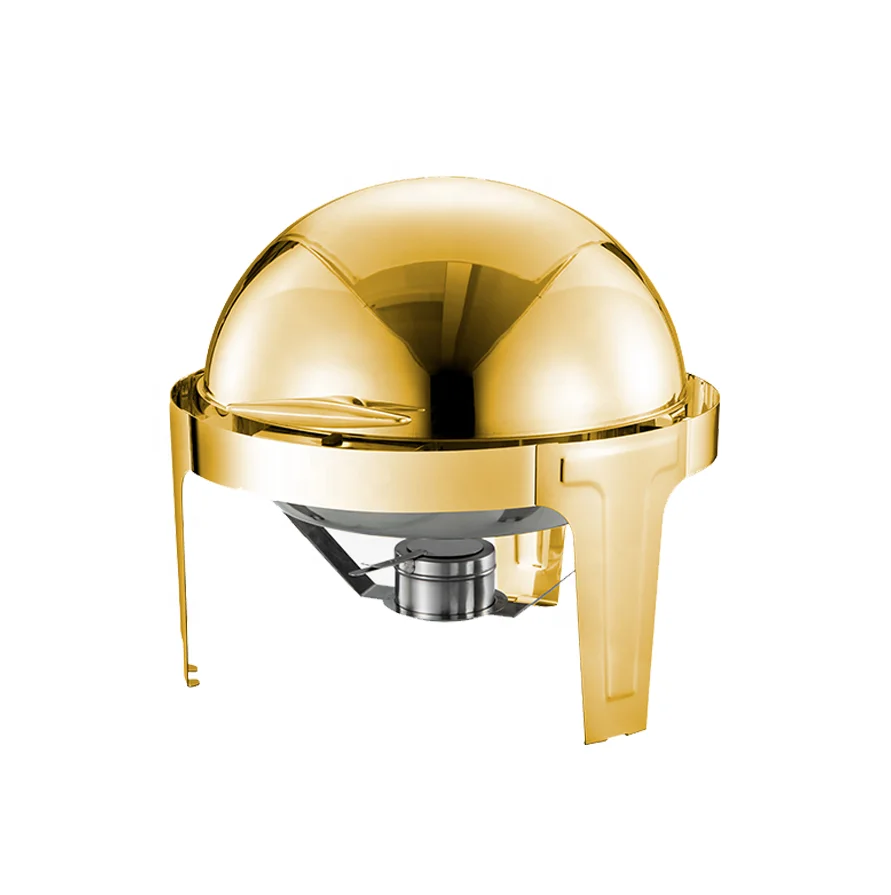 Stainless steel gold-plated round self-service heater 6L, alcohol-heated, all-steel or visible glass clamshell