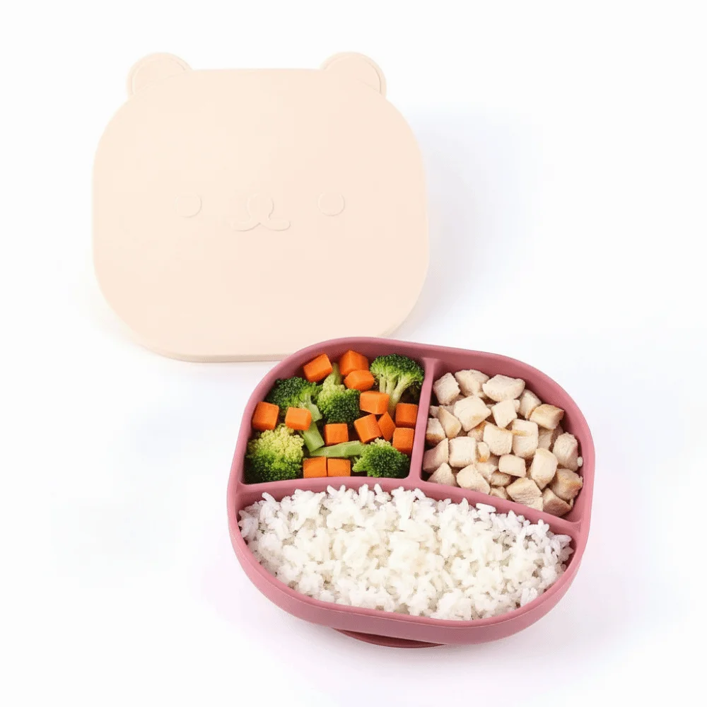 

Cartoon Bear Baby Weaning Dishes BPA-Free Anti-Slip Toddler Feeding Tableware Easy Clean Portable Baby Silicone Sucker Plate