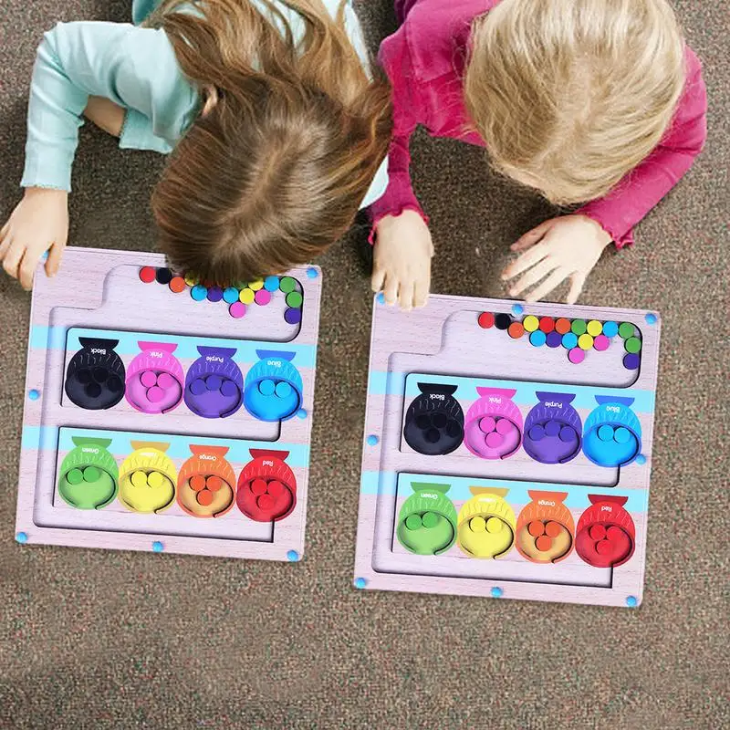 Magnetic Color Maze Magnetic Maze Preschool Learning Portable Board Puzzles Multifunctional Wooden Magnet Puzzles Toys For