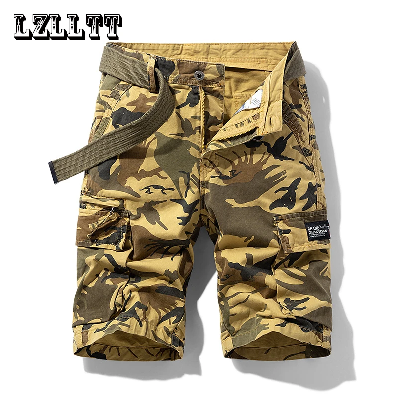 

Летние мужские камуфляжные шорты-карго с несколькими карманами, мужские повседневные хлопковые шорты, весенние мужские брюки для бега, модные пляжные шорты LZLLTT