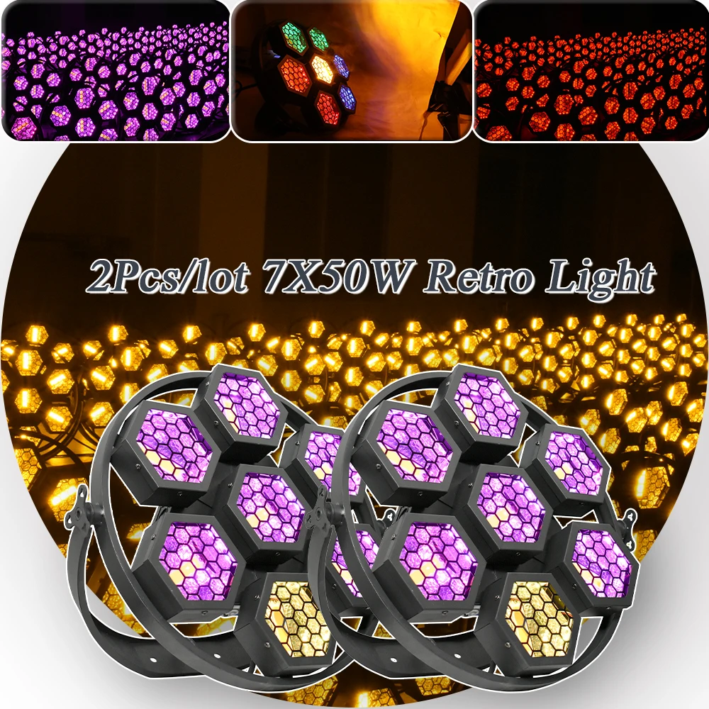 

2Pcs/lot 7x50W RGB LED Retro Flash Light DMX512 DJ Sound Party Equipment flashing lights dance club Disco Stage Effect Light