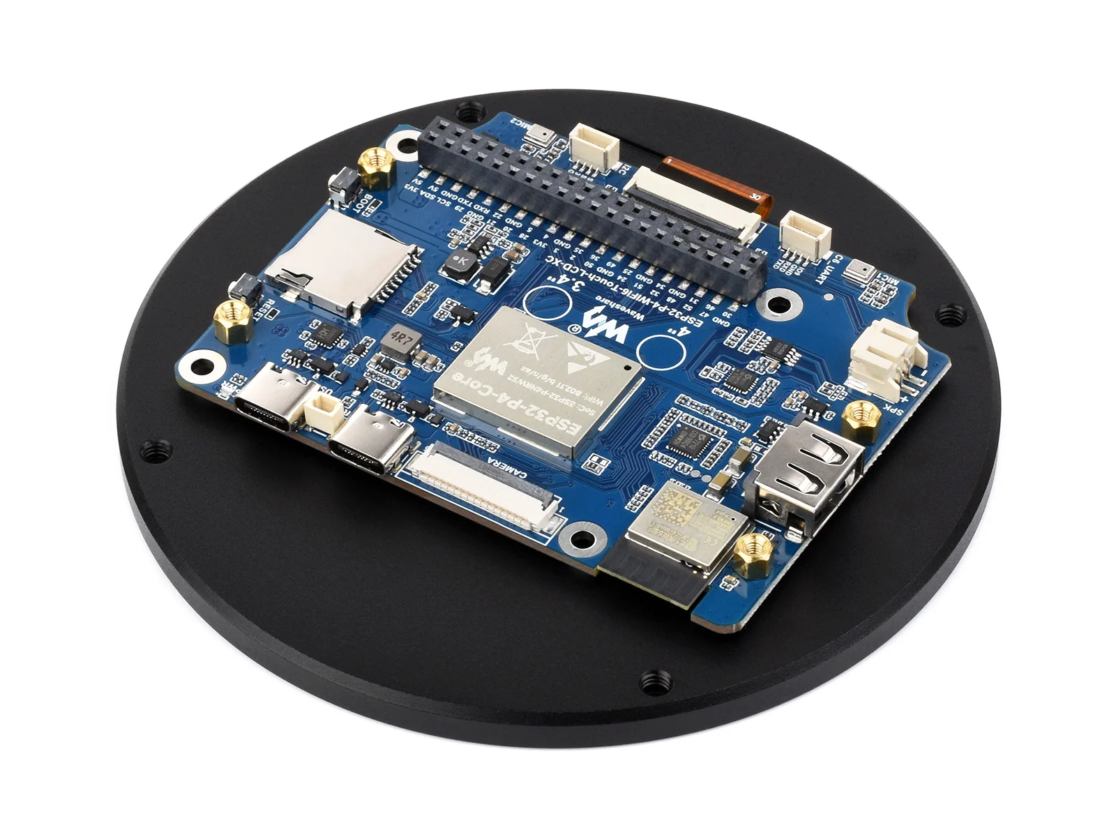 ESP32-P4 لوحة تطوير شاشة لمس مستديرة 3.4/4 بوصة، دقة 800 × 800/720 × 720، زجاج مقوى للترابط البصري