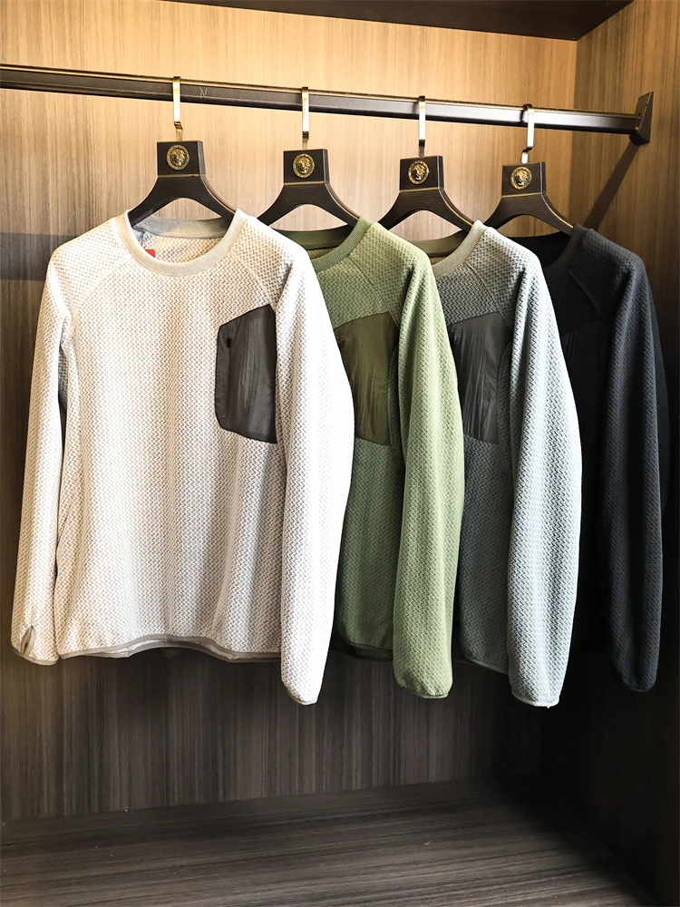 

Мужская уличная толстовка Long Sve, термодышащая круглая толстовка со стойкой, однотонное полиэфирное волокно, повседневная мода