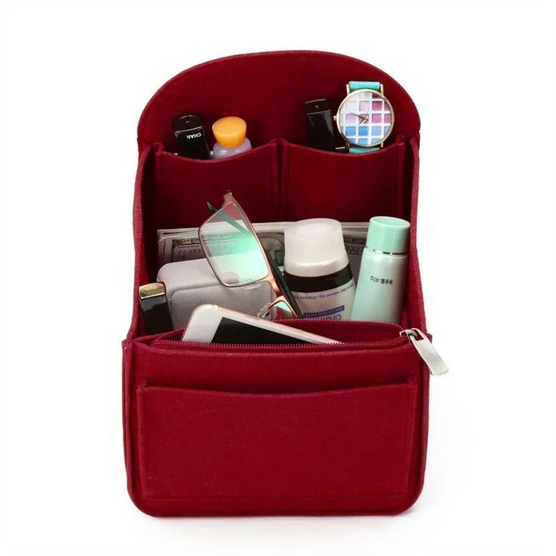 Makeup Organizer Felt Insert Bag for Interior Travel Bag Portable Bag Cosmetic Bags Fit Various Women Backpack Bags