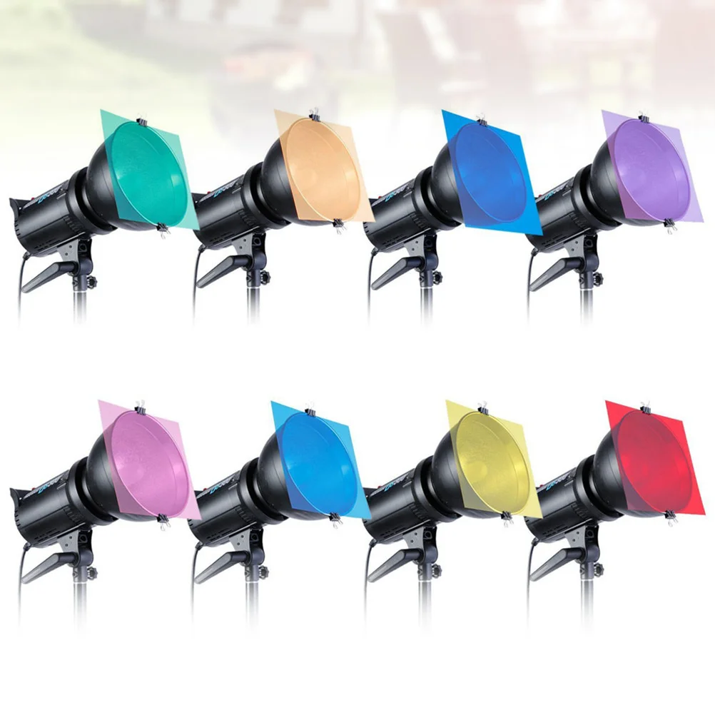 

8pcs 12 Inch Color Filter For Flash Light Optical Filter Gel Cards 8 Colors Studio Led Lights Photography Lighting Effects High