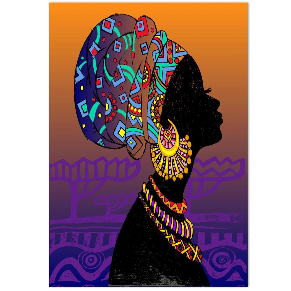 Africa Series, Feminine Art Canvas Art Poster - Home, Office Wall Decor - Vintage Unframed Painting for Living Room, Bedroom