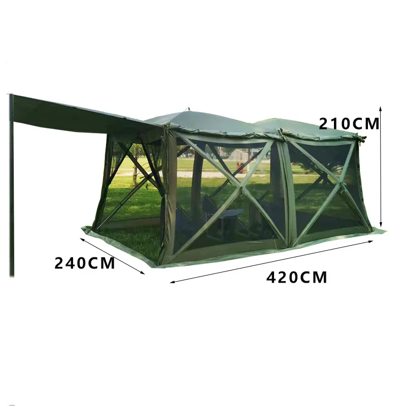 Large space Gemini outdoor tent 8-15 people camping waterproof and sunscreen family outdoor tent
