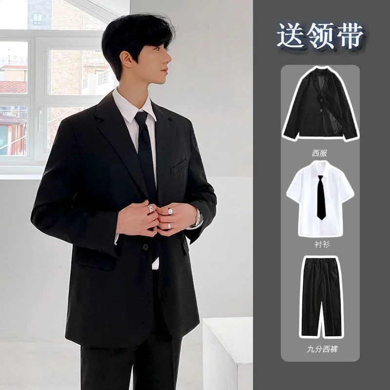 

Men DK Uniform Suit Summer Trendy Slim Fit Blazer Jacket Office Casual Outfit Vintage Style