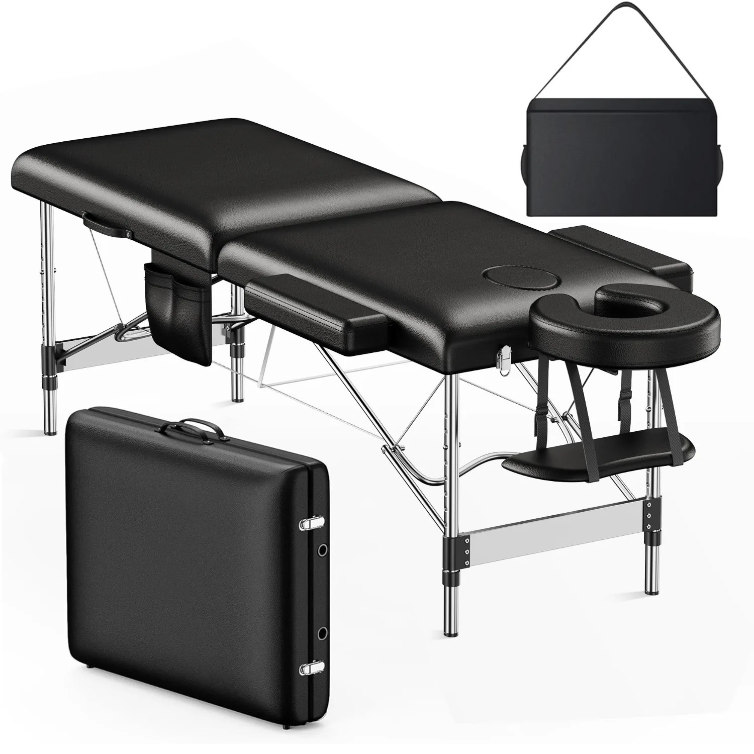 2-Fold Aluminum Adjustable Massage Table Portable 22.8