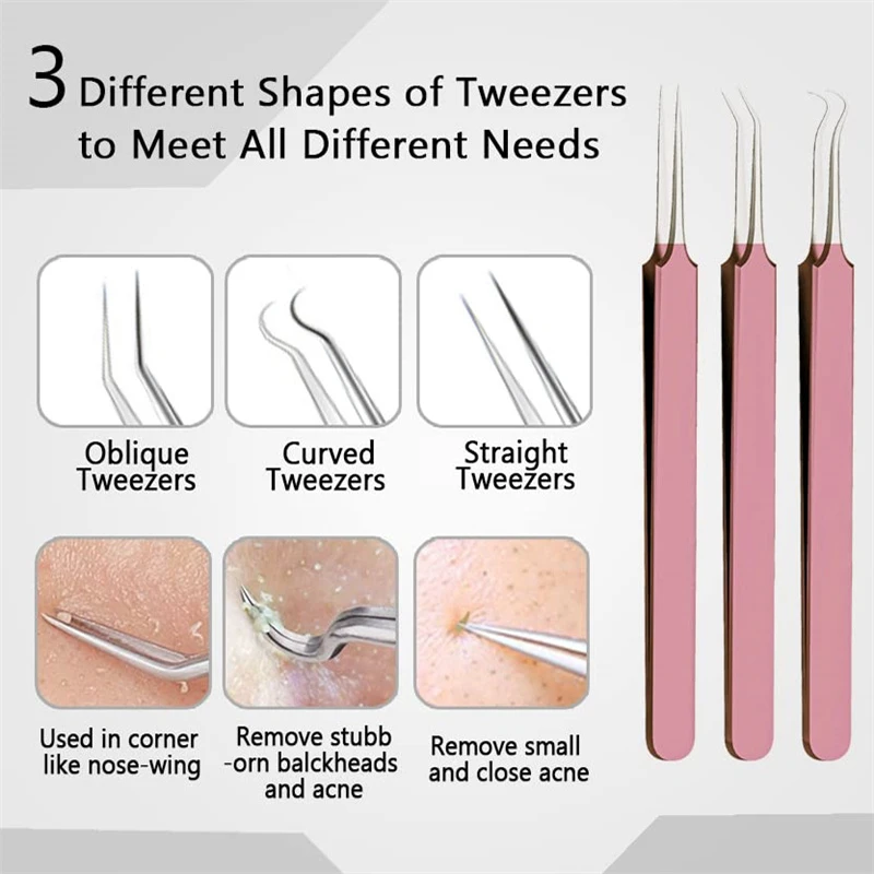 Professional Tweezers Acne Remover German Ultra-fine No. 5 Cell Pimples Blackhead Clip Facial Pore Cleaning Care Tool