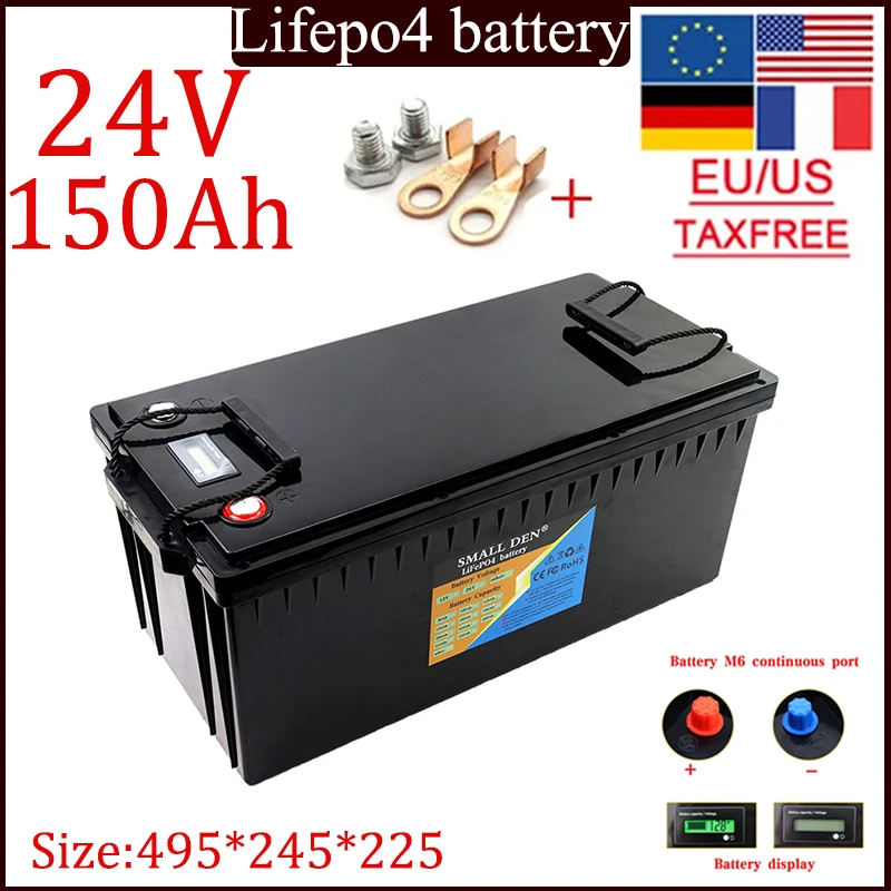 Lifepo4 24V 150Ah battery pack built-in BMS 2500W spare High power With BMS 29.2v Solar RV wheelchair LED lamp Tax Free