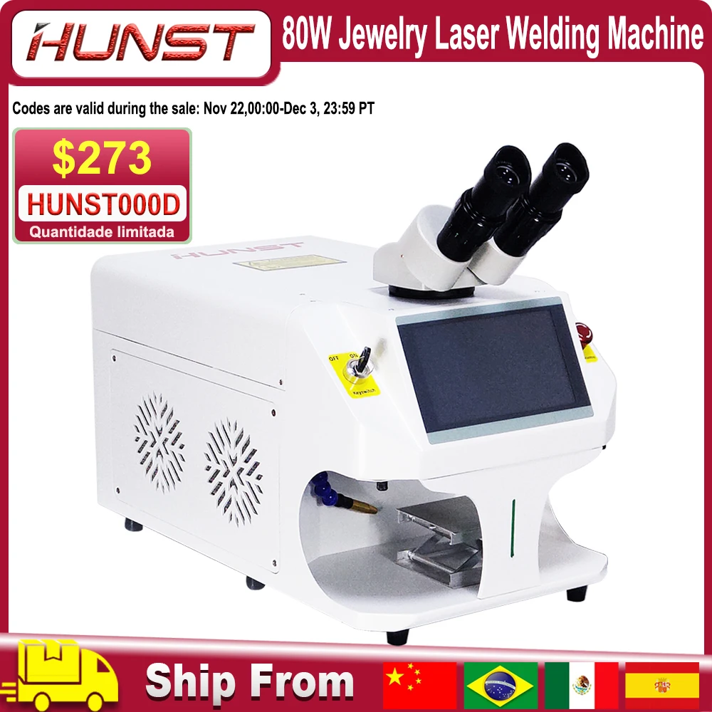 Hunst Jewelry Laser Welding Machine 80W Soldering Mini Portable Fiber Laser Welder for Gold Silver Titanium Rings Necklace Metal