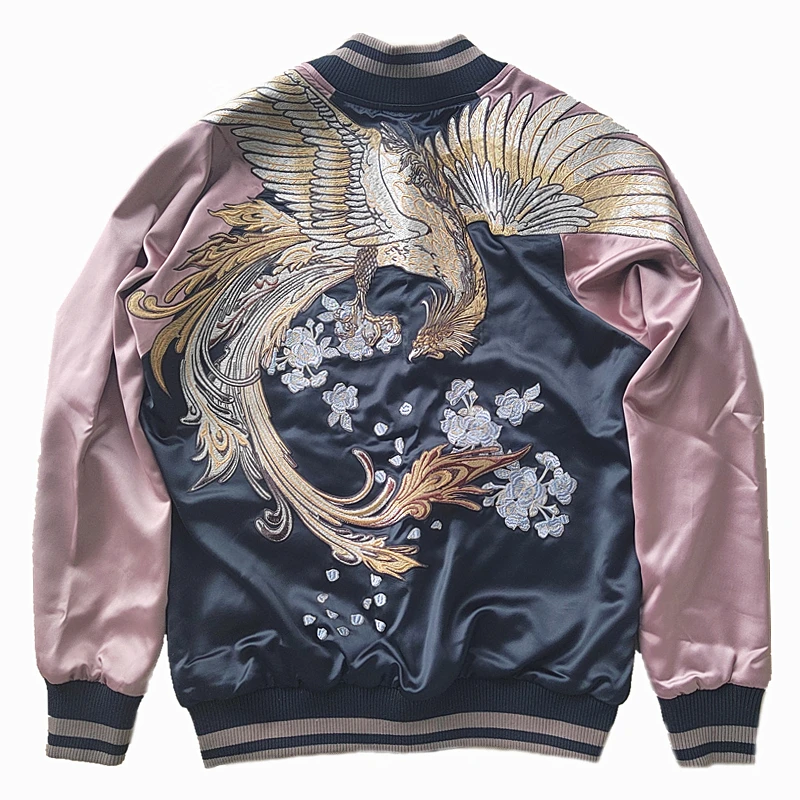 Women Men Sakura Phoenix Embroidery Yokosuka Street High Quality Baseball Casual Flight Sukajan Souvenir Jacket Coats