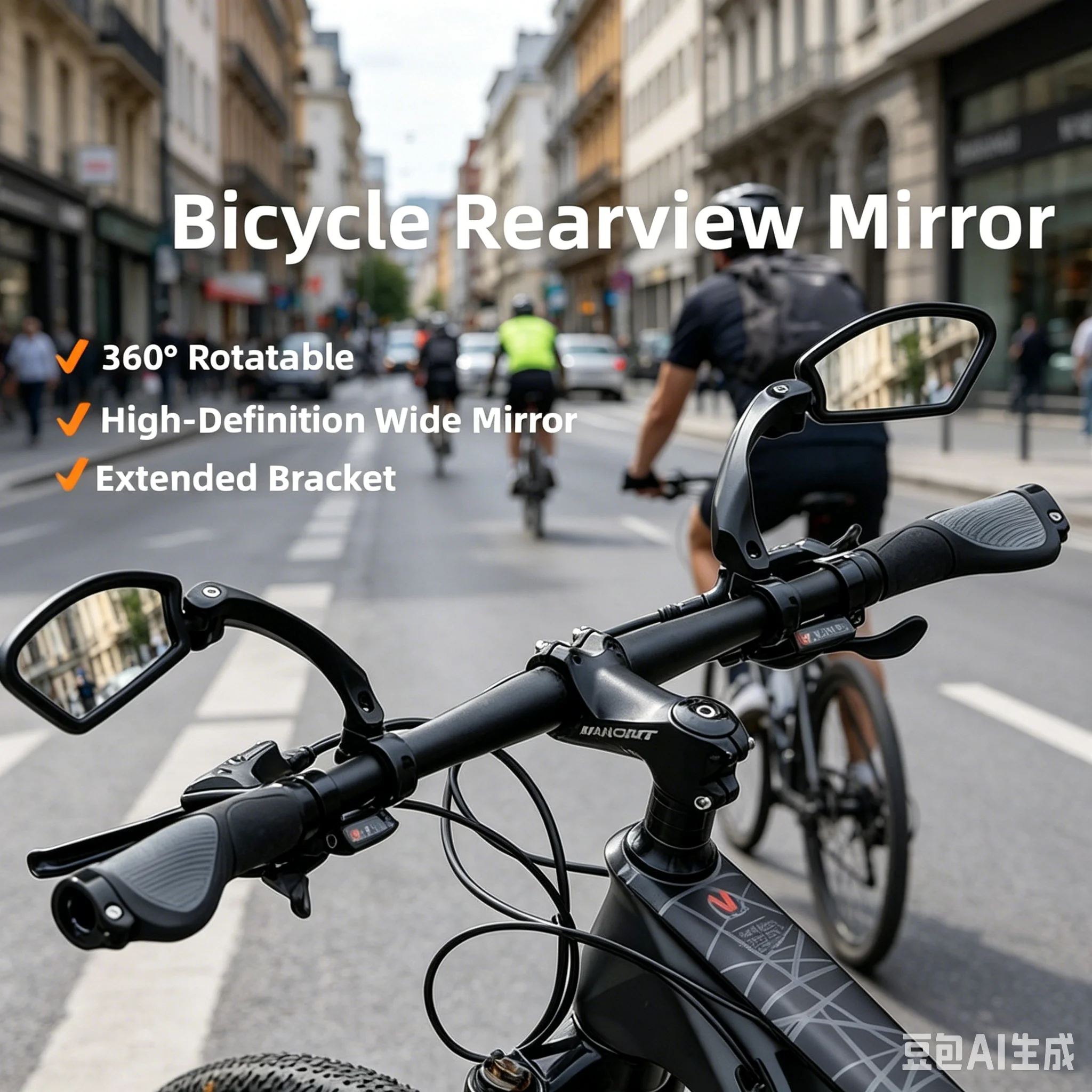 

1pc Bike Mirror 13x21.5x6.5cm Convex Glass High-Definition 360° Adjustable Wide-angle Vision Rearview Mirror Bike Accessories