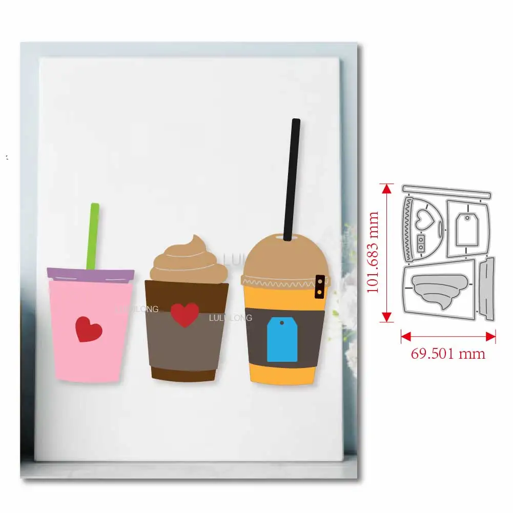 2025 Metal Cutting Dies Scrapbooking Album Paper Cards Coffee Cup Ice Cream Embossing Card Making Template Stencil Die Cut