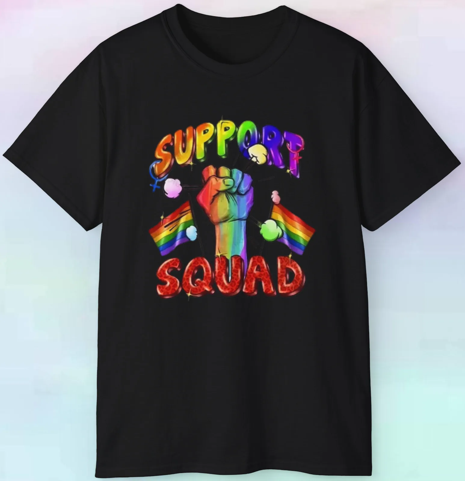 Men's Women's LBGTQ+ Support Squad T Shirt | Colorful Equality Pride | S-5XL