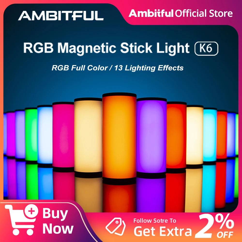 مصباح أنبوبي صغير Ambitful K6 - مراجعة Torjim Rgb Photography Video Lighting وسعره