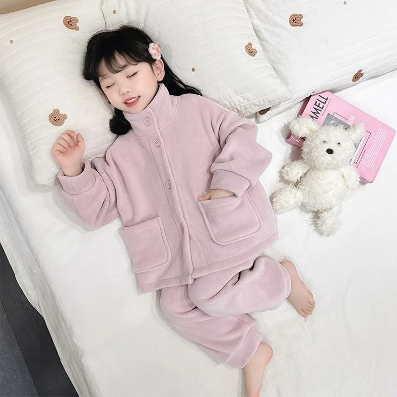

Фланелевые термопижамы для девочек, комплект из двух предметов с капюшоном, теплая зимняя одежда для сна, домашняя одежда