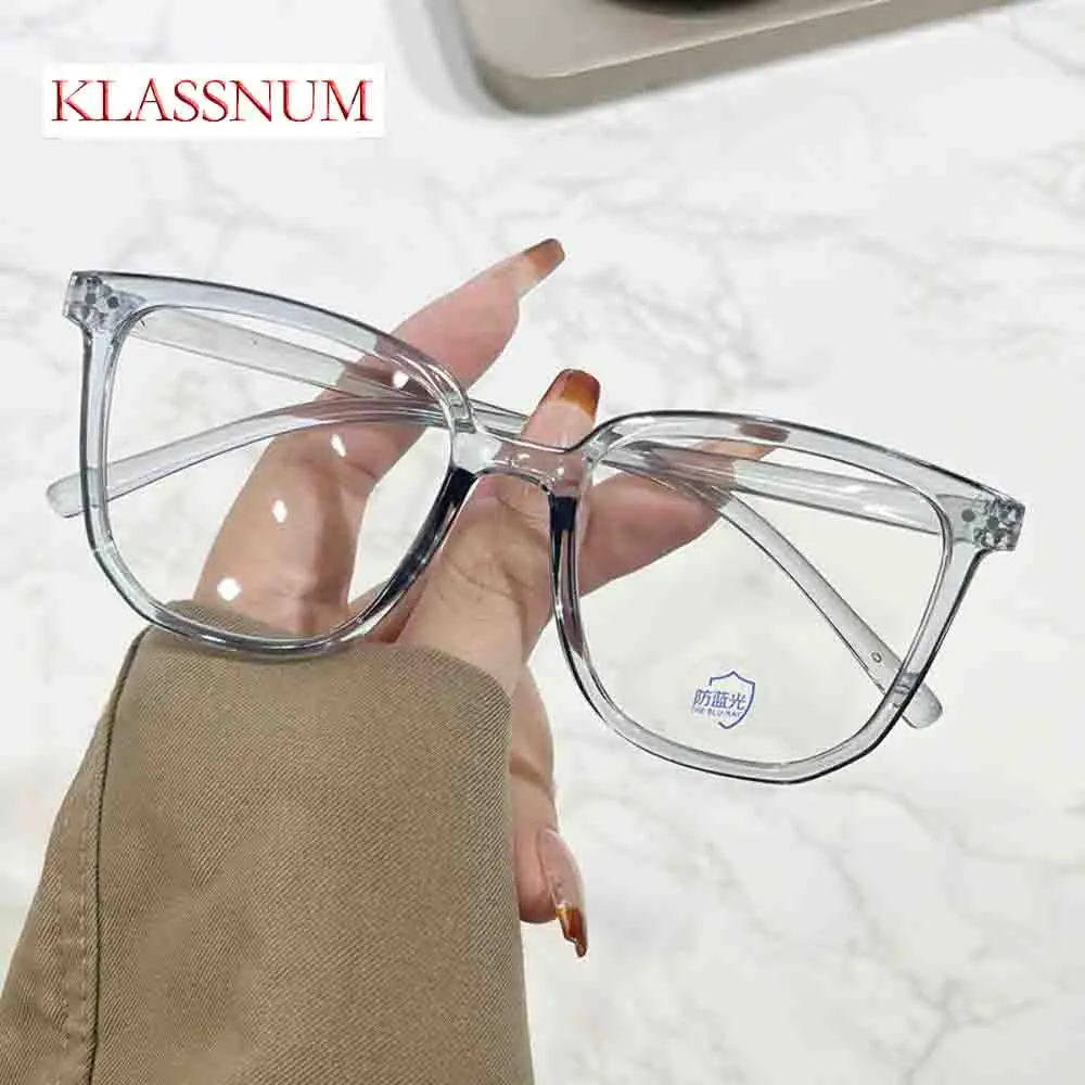 KLASSNUM New Cat's Eye Eyewear Transparent Anti Blue Light Blocking Computer Glasses Frame Women Men Optical Spectacle Eyeglass